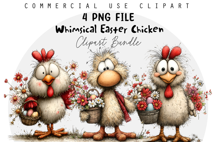 Whimsical Easter Chicken Clipart