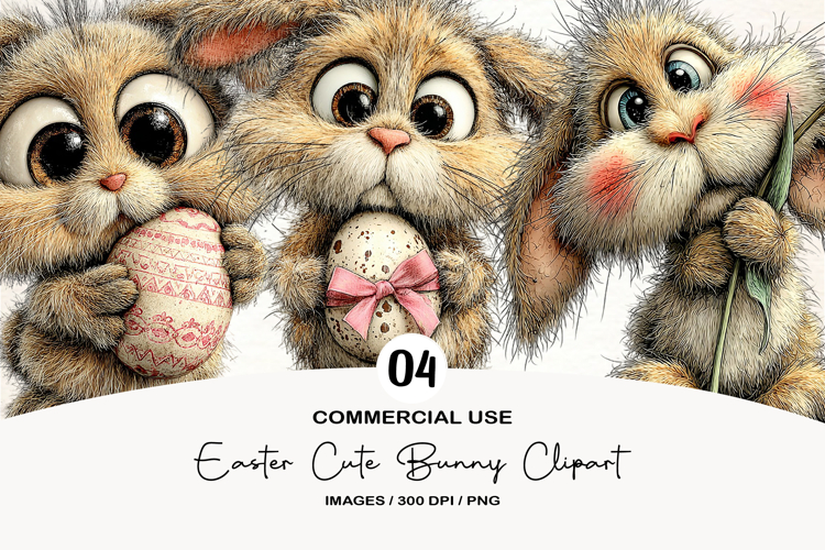 Whimsical Easter Cute Bunny Clipart