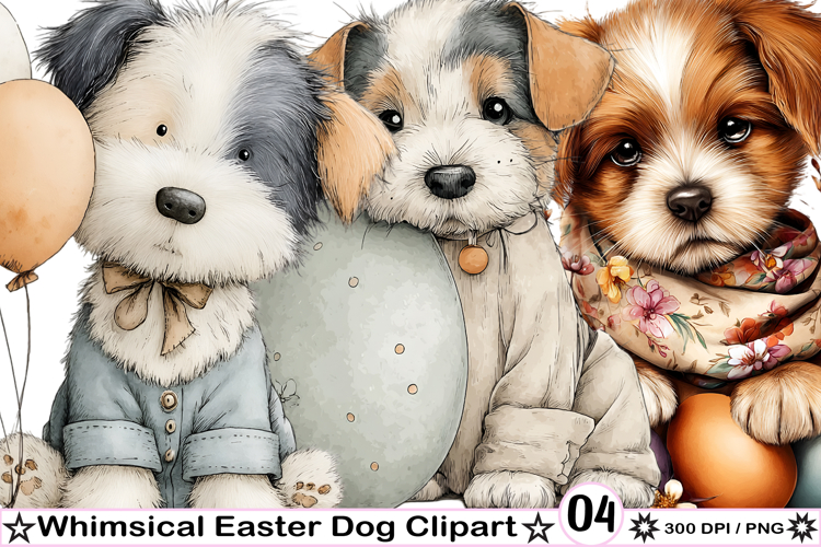 Whimsical Easter Dog Clipart