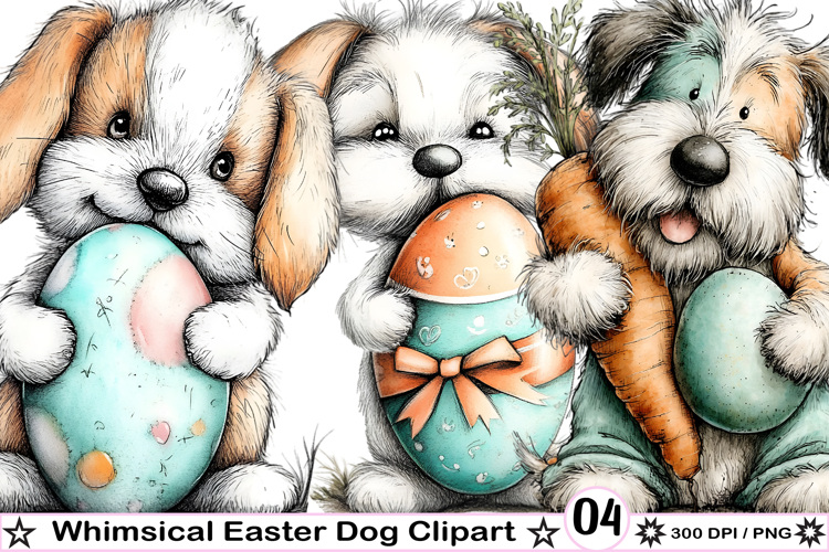 Whimsical Easter Dog Clipart