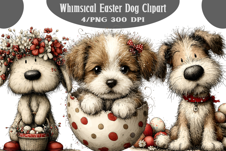 Whimsical Easter Dog Clipart