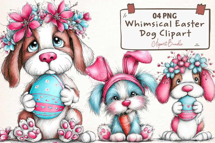 Whimsical Easter Dog Clipart