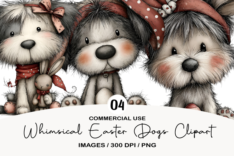 Whimsical Easter Dogs Clipart