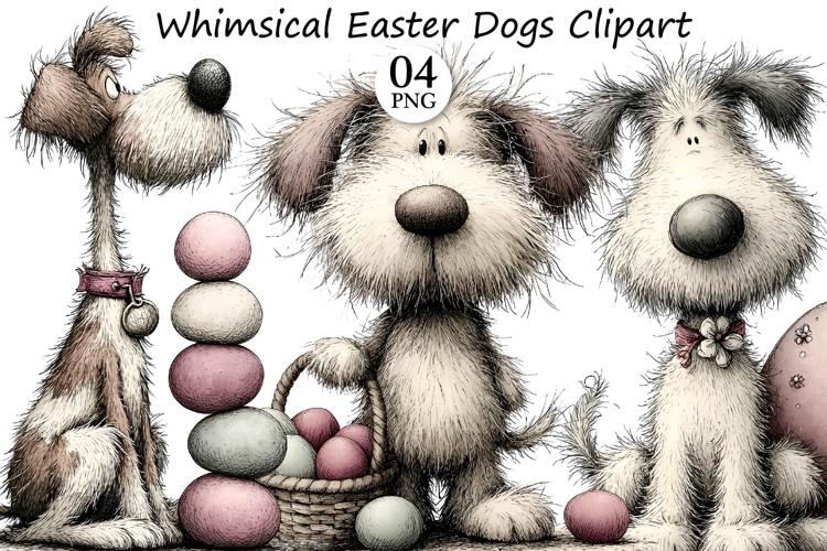 Whimsical Easter Dogs Clipart