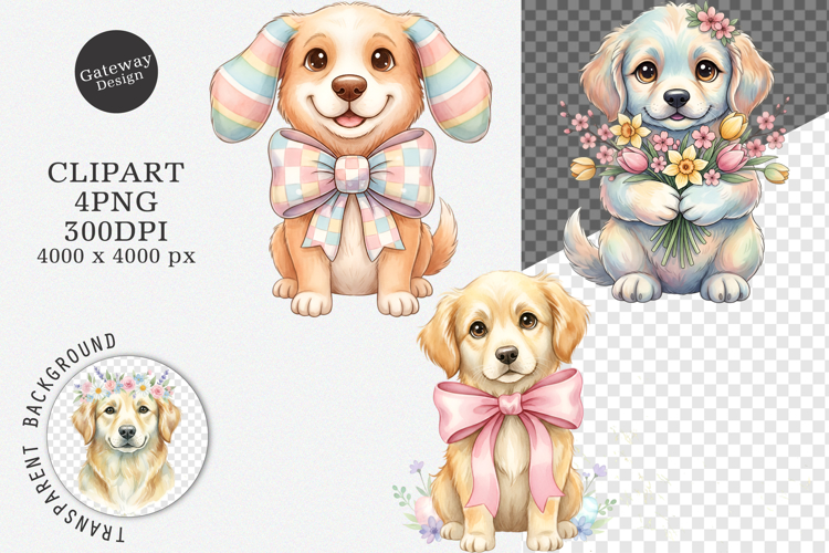 Whimsical Easter Dogs Clipart - Whimsical Easter Dogs Png