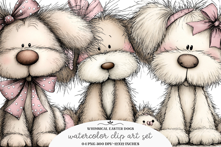 Whimsical easter dogs clipart - Easter dogs Png