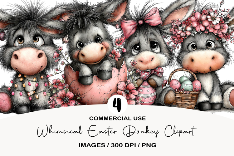 Whimsical Easter Donkey Clipart