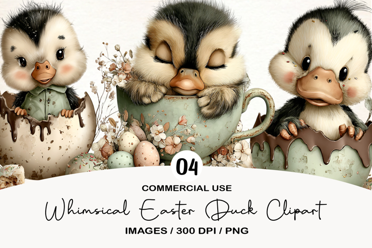 Whimsical Easter Duck Clipart