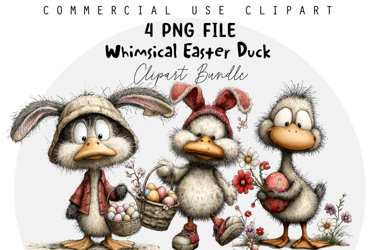Whimsical Easter Duck Clipart