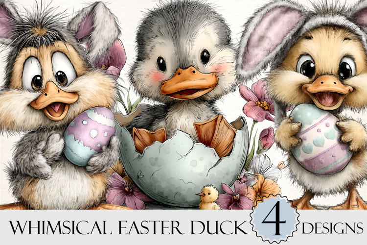 Whimsical Easter Duck Clipart