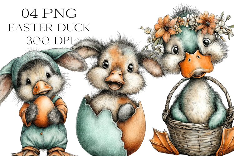 Whimsical Easter Duck Clipart