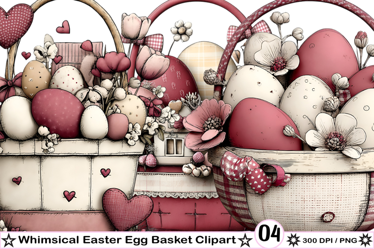 Whimsical Easter Egg Basket Clipart