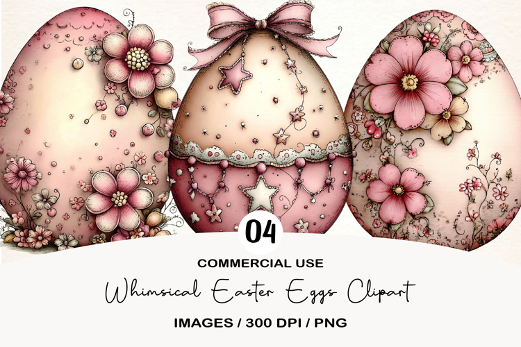 Whimsical Easter Eggs Clipart