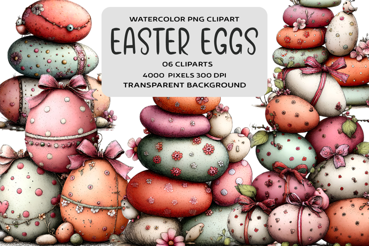 Whimsical Easter Eggs Clipart