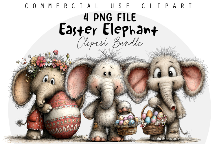 Whimsical Easter Elephant Clipart