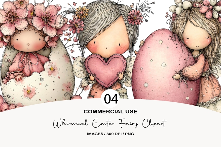 Whimsical easter fairy clipart