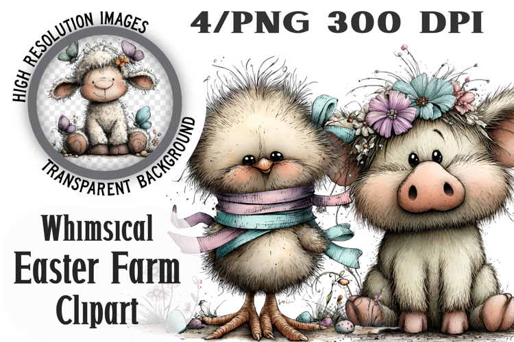 Whimsical Easter Farm Clipart