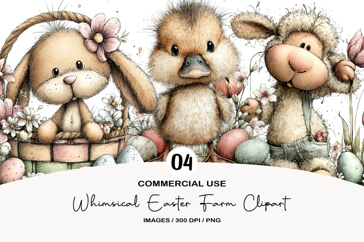 Whimsical Easter Farm Clipart