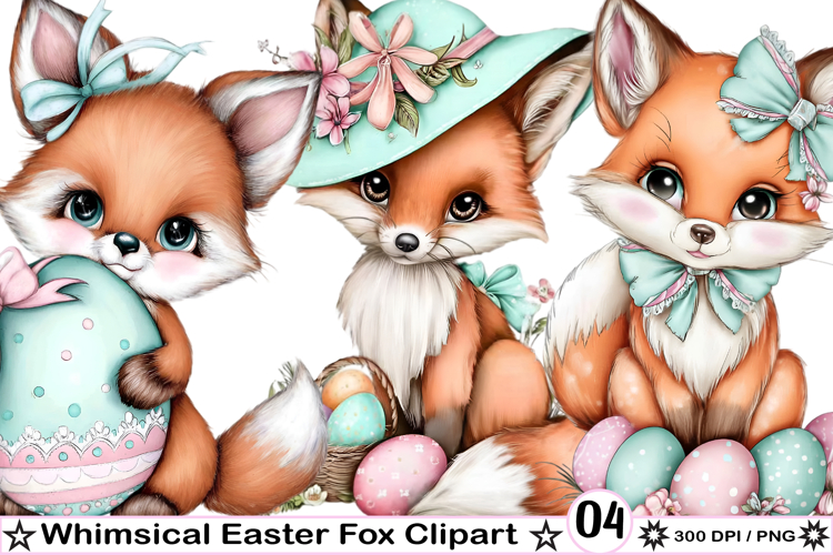 Whimsical Easter Fox Clipart