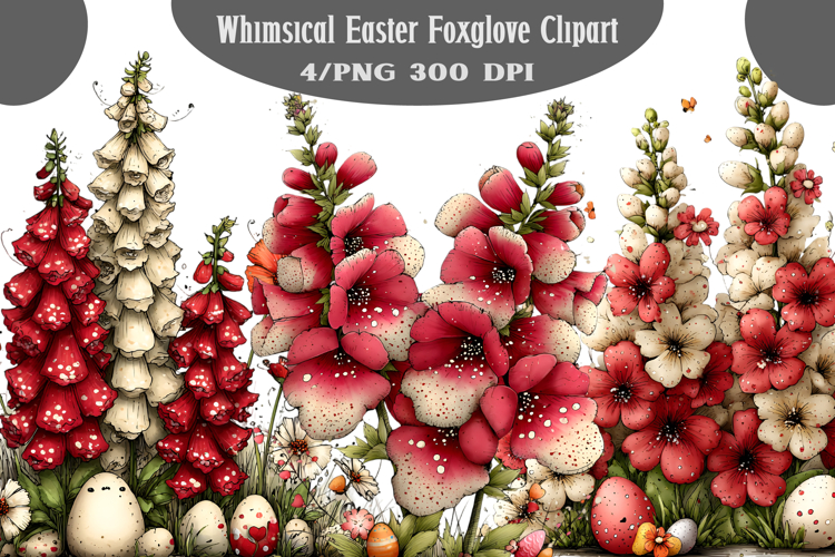 Whimsical Easter Foxglove Clipart PNG