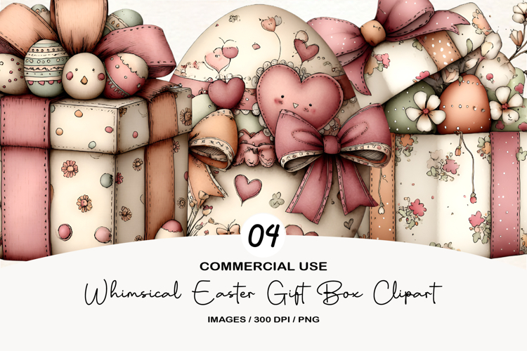 Whimsical Easter Gift Box Clipart