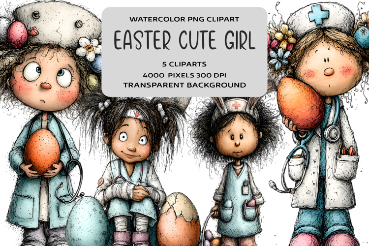 Whimsical Easter Girl Clipart