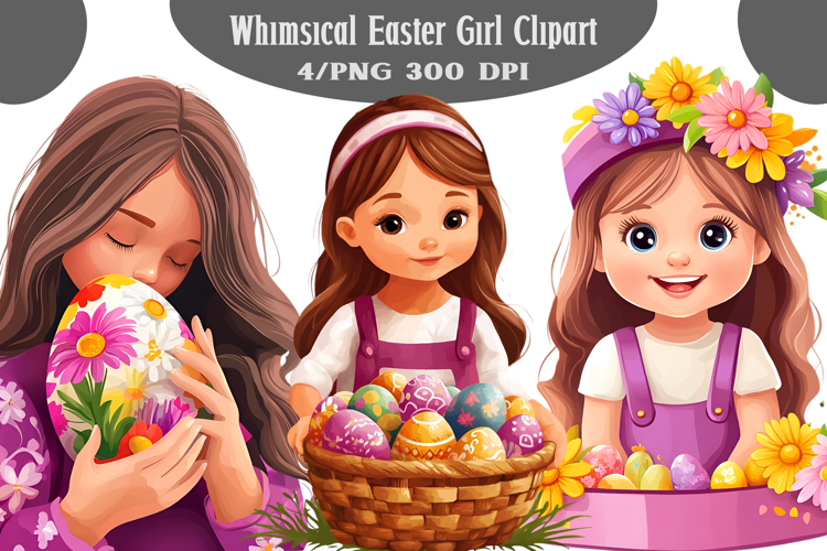 Whimsical Easter Girl Clipart