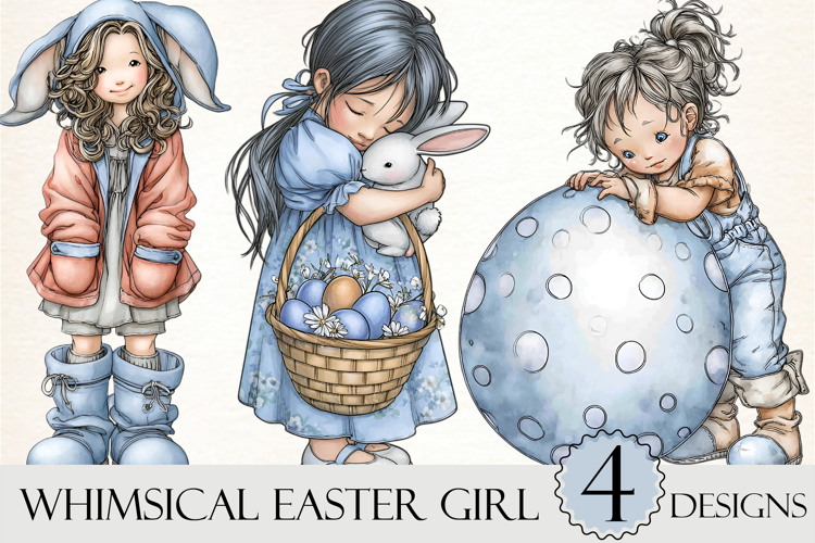 Whimsical Easter Girl Clipart