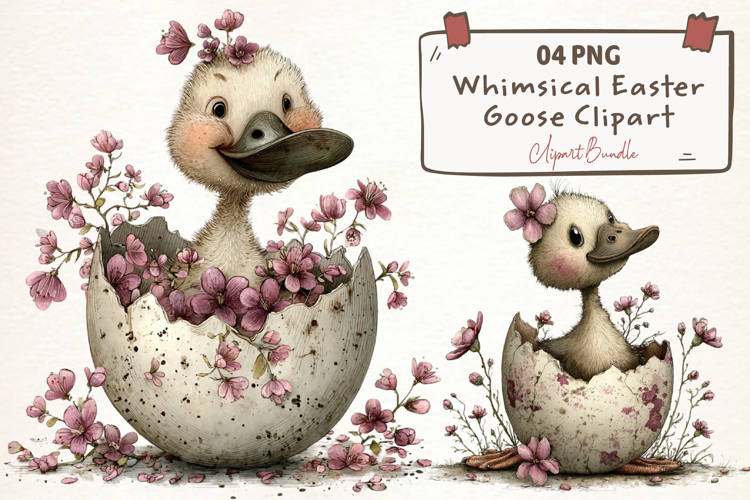 Whimsical Easter Goose Clipart