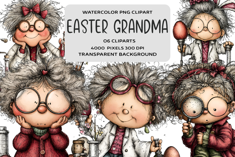 Whimsical Easter Grandma Clipart