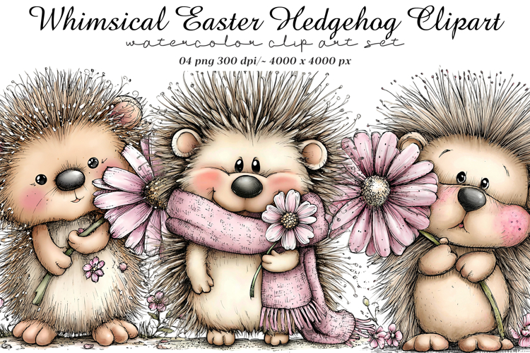 Whimsical Easter Hedgehog Clipart