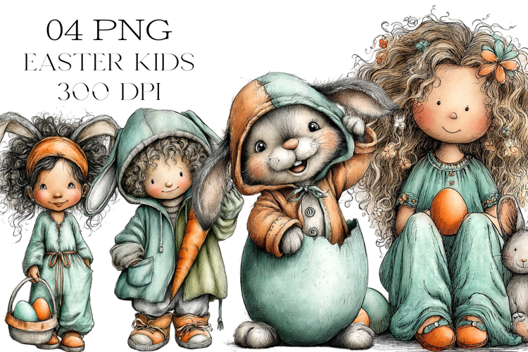 Whimsical Easter Kids Clipart
