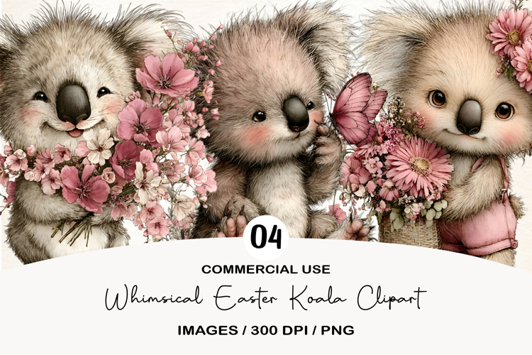 Whimsical Easter Koala Clipart