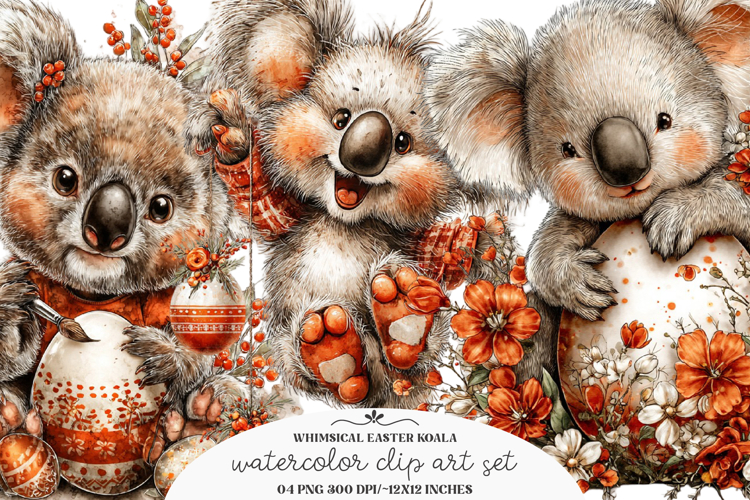 Whimsical easter koala clipart - Easter koala Png