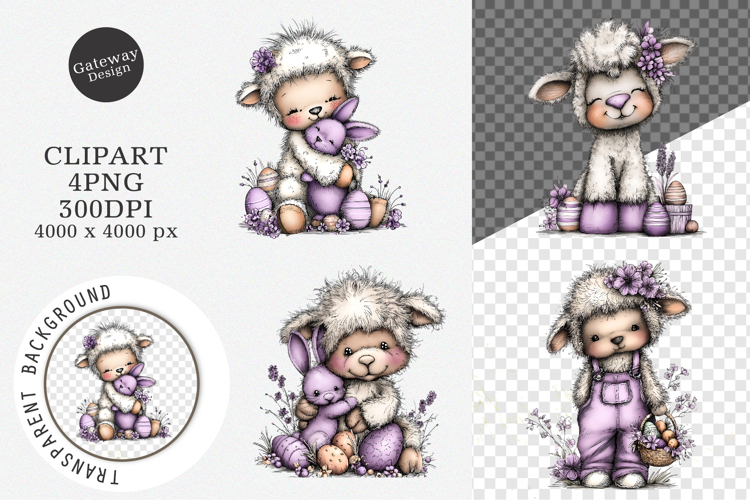 Whimsical Easter Lamb Clipart