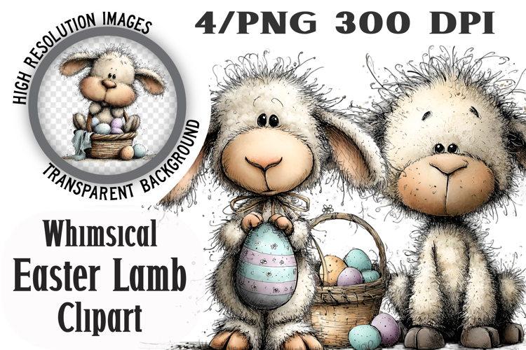 Whimsical Easter Lamb Clipart