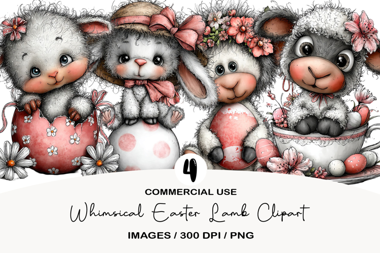 Whimsical Easter Lamb Clipart