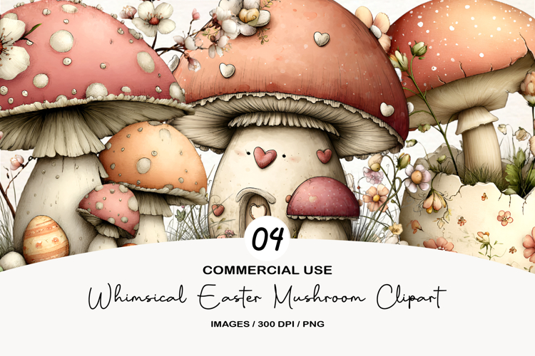 Whimsical Easter Mushroom Clipart