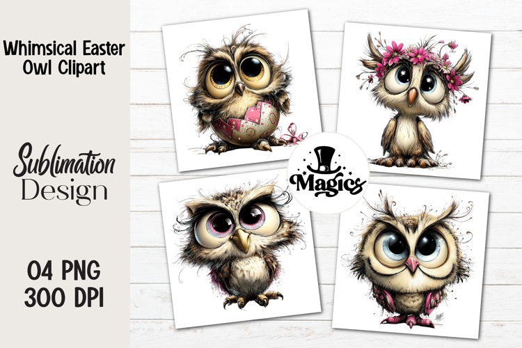 Whimsical Easter Owl Clipart