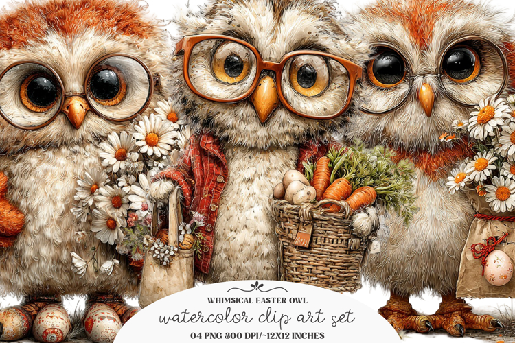Whimsical easter owl clipart - Easter owl Png