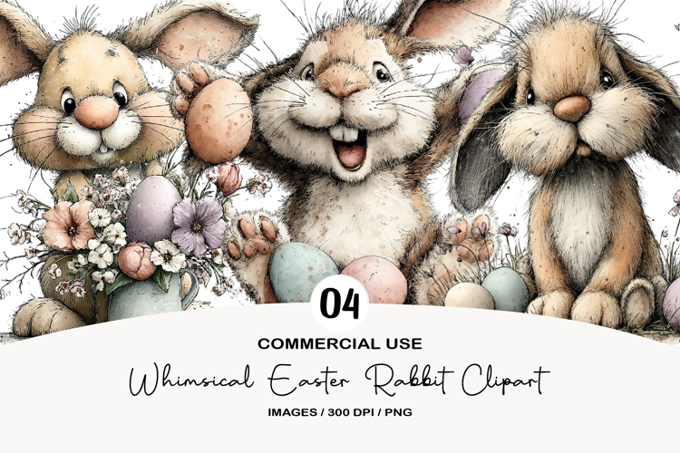 Whimsical Easter Rabbit Clipart