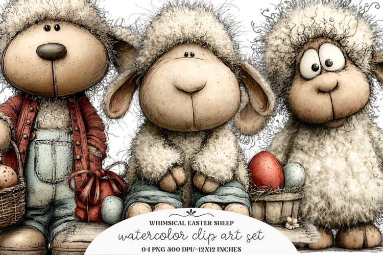 Whimsical Easter Sheep Clipart - Easter Sheep PNG