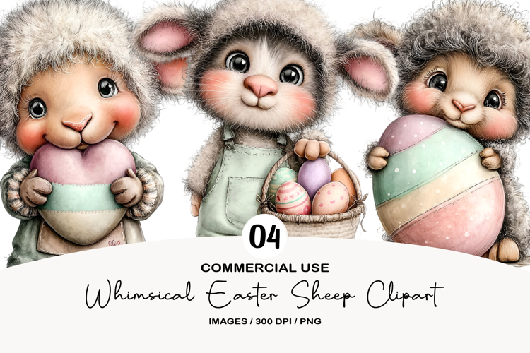 Whimsical Easter Sheep Clipart