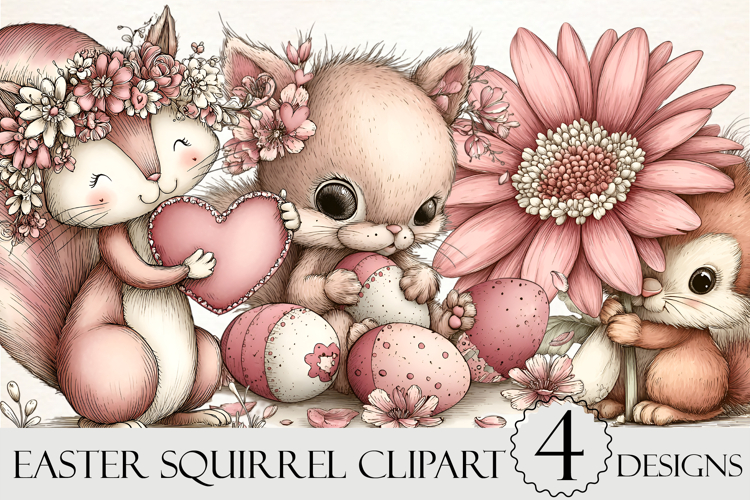 Whimsical Easter Squirrel Clipart