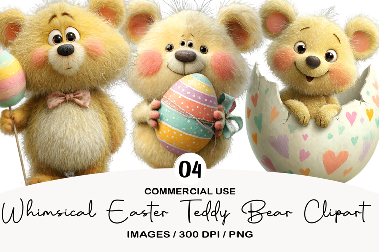 Whimsical Easter Teddy Bear Clipart