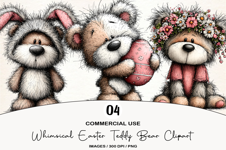 Whimsical Easter Teddy Bear Clipart