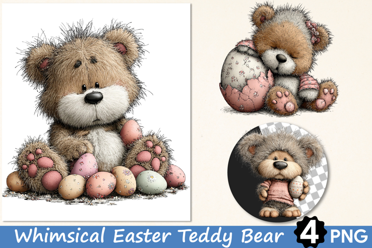 Whimsical Easter Teddy Bear Clipart