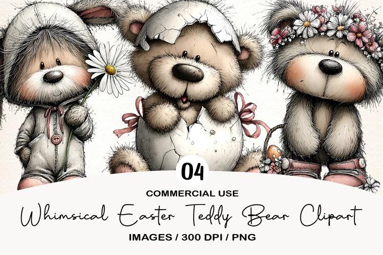 Whimsical Easter Teddy Bear Clipart