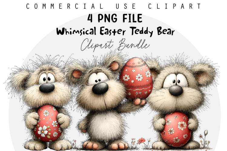 Whimsical Easter Teddy Bear Clipart