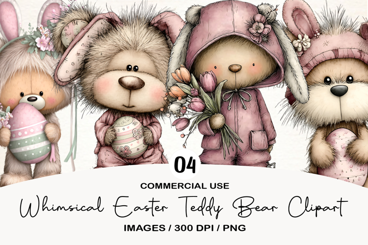 Whimsical Easter Teddy Bear Clipart